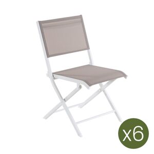 Edenjardin Pack de 6 sillas de exterior plegables 48x48x84 cm aluminio blanco