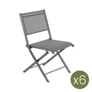 Edenjardin Pack de 6 sillas de jardín plegables 48x48x84 cm aluminio antracita