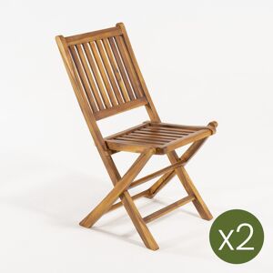Edenjardin Pack 2 sillas jardín teca plegables madera teca grado a 48x60x85 cm
