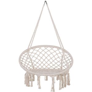 Beliani Silla colgante de algodón blanco crema