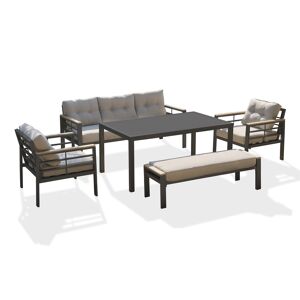 dcb garden Conjunto de comedor de jardín 7 plazas de aluminio gris antracita