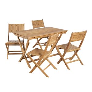 Wanda Collection Conjunto de mesa de jardín de teca y sillas plegables