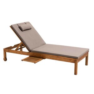 Oviala Bañarse al sol con cojín y mesa de madera color topo