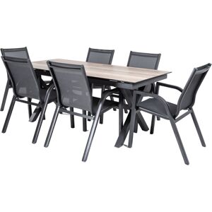 Edenjardin Conjunto de mesa y sillas reforzadas de jardín mesa 180 a 240 cm negro