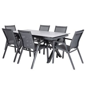 Edenjardin Conjunto de mesa y sillas reforzadas para jardín mesa 180 a 240 negro