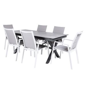 Edenjardin Conjunto de mesa y sillas acolchadas de jardín mesa 180 a 240 cm negro