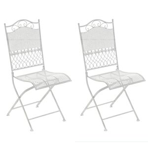 CLP Set de 2 sillas para exterior plegables en Metal Blanco antiguo
