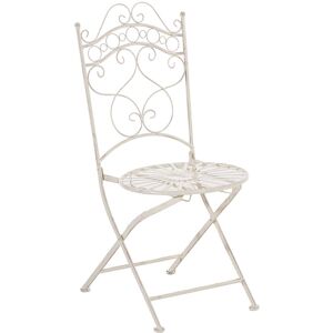 CLP Silla de exterior plegable en metal crema antiguo