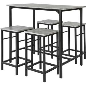 SoBuy Mesa alta de bar y 4 taburetes metal gris