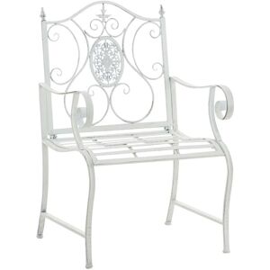 CLP Silla de exterior con reposabrazos en Metal Blanco antiguo