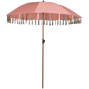 Fijalo Parasol con  flecos poliester acero coral 180x180x190cm