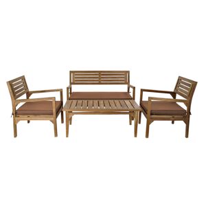 Fijalo Set 4 sofa con cojines teca algodon marron y gris 127x72x88 cm