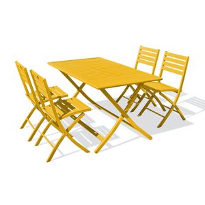 dcb garden Conjunto de comedor de jardín 4 plazas de aluminio amarillo mostaza