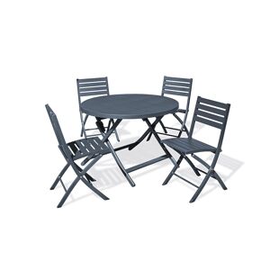 dcb garden Conjunto de comedor de jardín 4 plazas de aluminio gris antracita