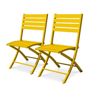 dcb garden Lote de 2 sillas de jardín plegables de aluminio amarillo mostaza