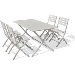 dcb garden Conjunto de comedor de jardín 4 plazas de aluminio gris