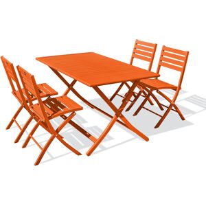 dcb garden Conjunto de comedor de jardín 4 plazas de aluminio naranja