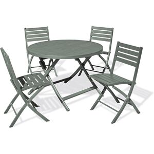 dcb garden Conjunto de comedor de jardín 4 plazas de aluminio caqui