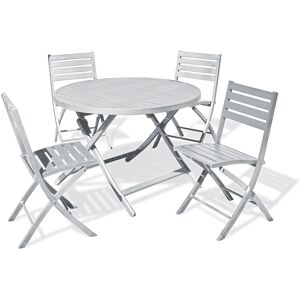 dcb garden Conjunto de comedor de jardín 4 plazas de aluminio gris