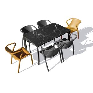 Ezpeleta Conjunto de comedor de jardín 6 plazas de aluminio lacado negro