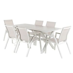 Edenjardin Conjunto de mesas y sillas de jardín aluminio sofisticado blanco