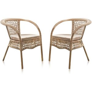 duehome Pack 2 sillas de exterior ikia rattán, rattan, 67 x 77,5 x 65