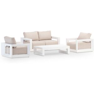 Defora Home Set jardin 4 plazas aluminio blanco