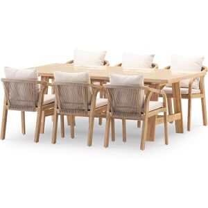 Defora Home Set comedor 6 pl mesa ceramica beige 205x105