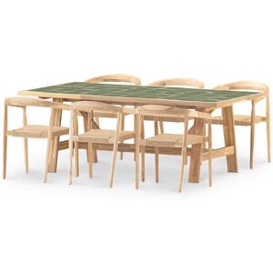 Defora Home Set comedor 6 pl ceramica verde 205x105 y butaca