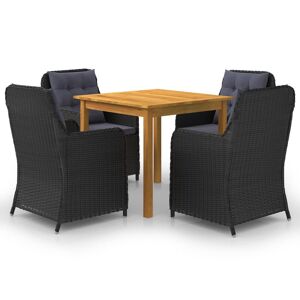 vidaXL 3067729  5 Piece Garden Dining Set Black (147875+2x46548)