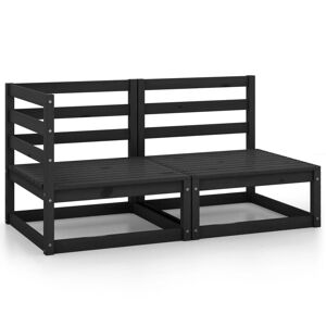 vidaXL Juego de muebles de jardín 2 piezas negro madera maciza de pino