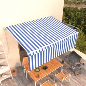 vidaXL Toldo automático retráctil con persiana azul y blanco 4,5x3 m