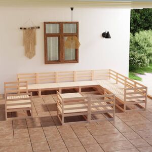 vidaXL Juego de muebles de jardín 13 piezas madera maciza de pino