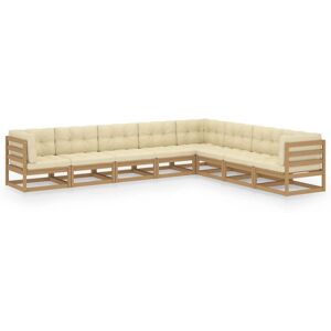 vidaXL Set de muebles de jardín 8 pzs cojines madera pino marrón miel