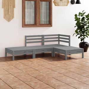 vidaXL Juego de muebles de jardín 4 piezas madera maciza de pino gris