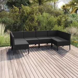 vidaXL Set de muebles de jardín 6 pzas y cojines ratán sintético negro