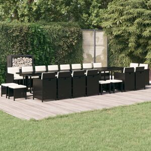 vidaXL Set de comedor jardín 21 pzas con cojines ratán sintético negro