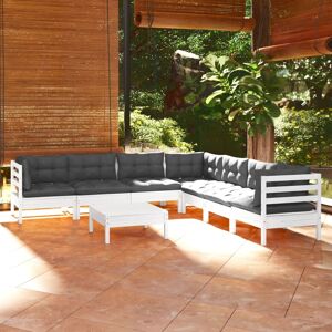 vidaXL Muebles de jardín 8 pzas con cojines blanco madera maciza pino