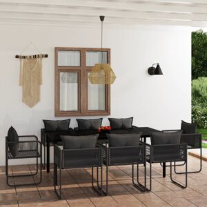 vidaXL Juego de comedor de jardín 9 piezas negro