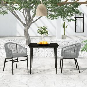 vidaXL Juego de comedor de jardín 3 piezas gris