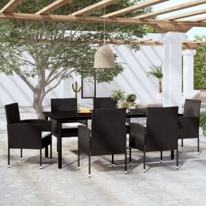 vidaXL Juego de comedor para jardín 7 piezas negro