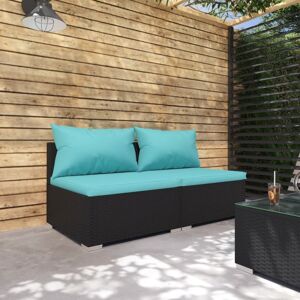 vidaXL Set de muebles de jardín 2 pzas y cojines ratán sintético negro