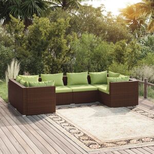 vidaXL Set muebles de jardín 6 piezas y cojines ratán sintético marrón