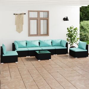 vidaXL Set de muebles de jardín 7 pzas y cojines ratán sintético negro