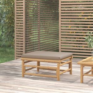 vidaXL Reposapiés de jardín bambú con cojín gris taupe