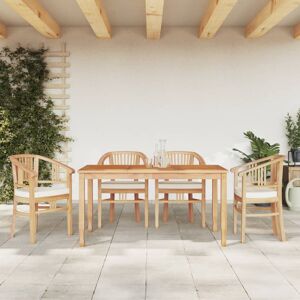 vidaXL Juego de comedor para jardín 5 piezas madera maciza de teca