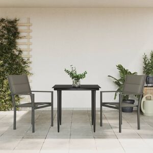 vidaXL Juego de comedor para jardín 3 piezas acero y textilene negro