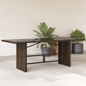 vidaXL Mesa de jardín superficie de vidrio ratán PE marrón 190x80x74cm