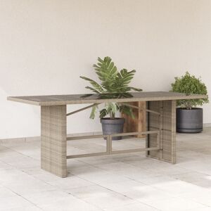 vidaXL Mesa jardín superficie vidrio ratán PE gris claro 190x80x74 cm