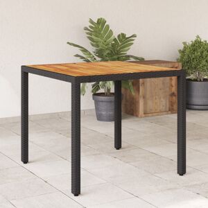 vidaXL Mesa de jardín superficie madera acacia ratán negro 90x90x75 cm